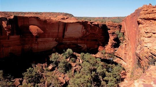 A canyon in the desert.