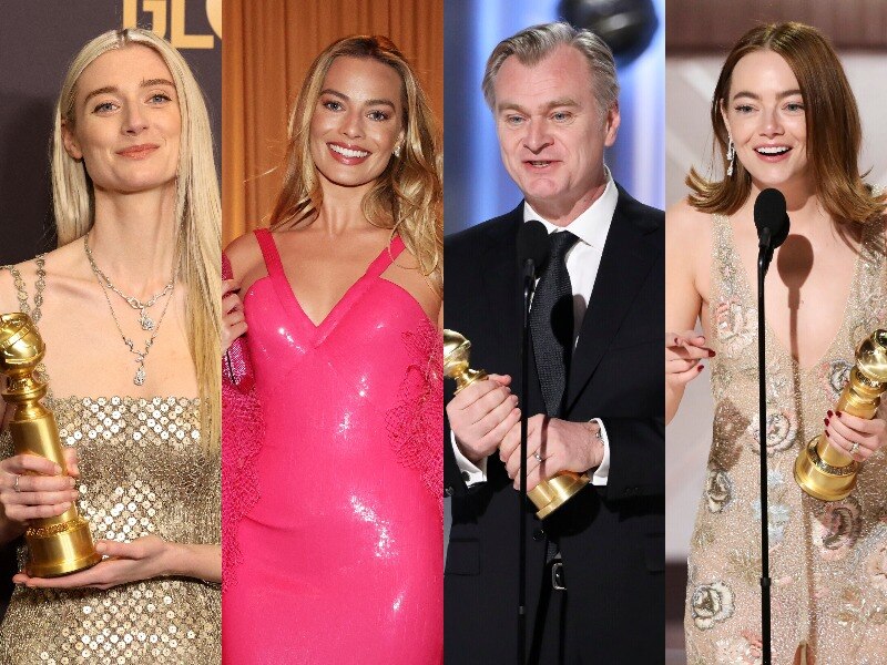 Pictures of three women and a man side by side. 