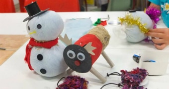 Handmade Christmas decoration on a table.