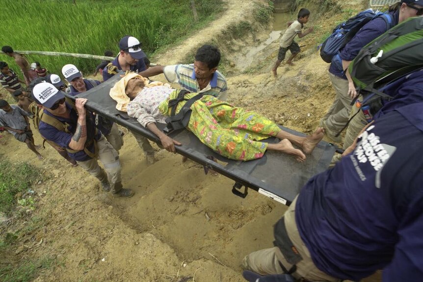 The DRG team evacuating a patient in Bangladesh last year