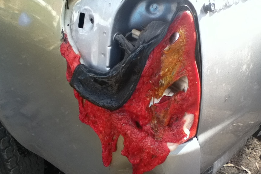 Melted car tail light