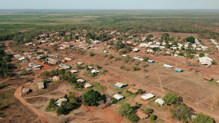 An aerial view of the township of Wadeye (Port Keats).