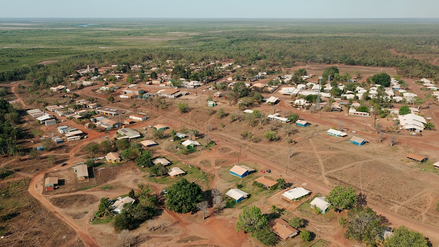 An aerial view of the township of Wadeye (Port Keats).