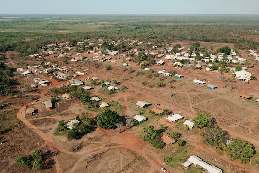 An aerial view of the township of Wadeye (Port Keats).