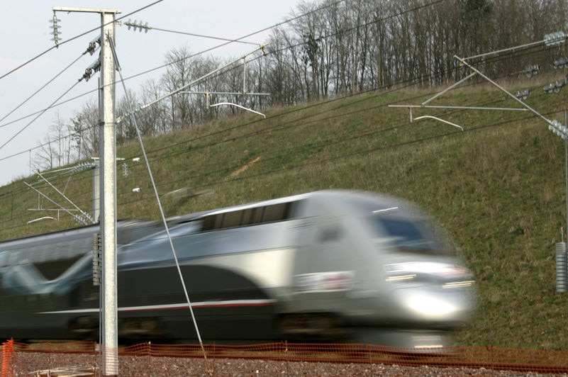 Sabotaged: A TGV high-speed train hurtles through France (File photo)