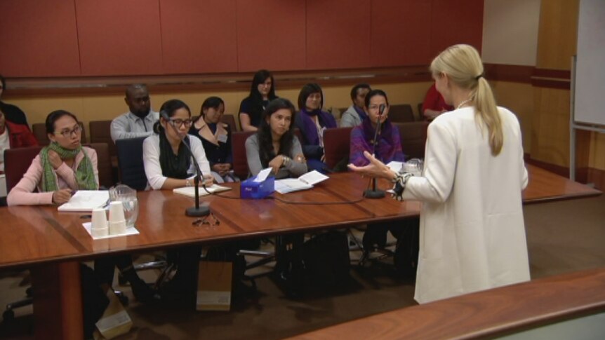 Women taking part in tour of Magistrates Court