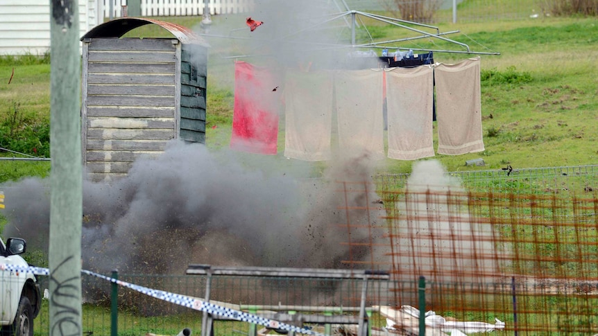 Police detonate household chemicals in the backyard of an Ipswich home