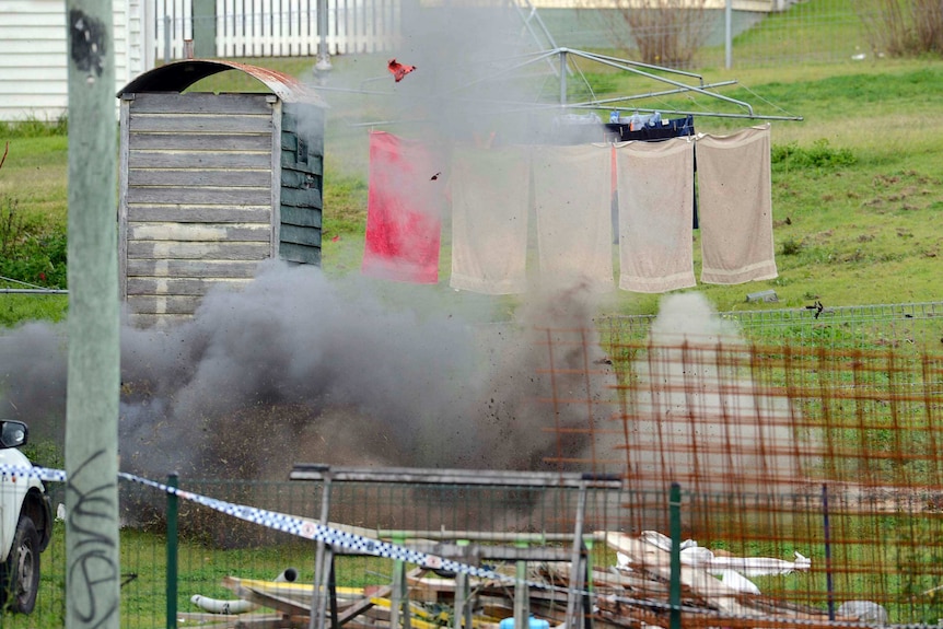 Police detonate household chemicals in the backyard of an Ipswich home