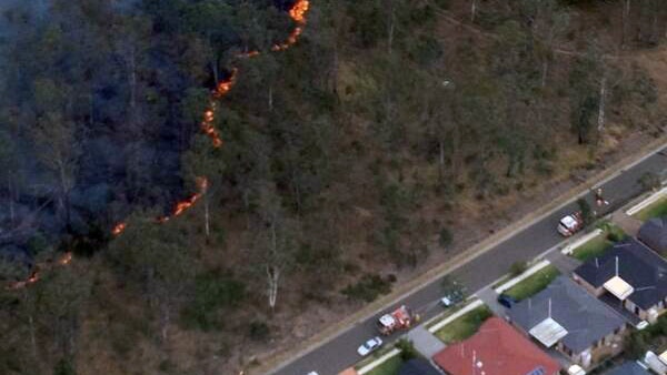 Aerial shot of bushfire at Marayong