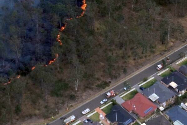 Aerial shot of bushfire at Marayong