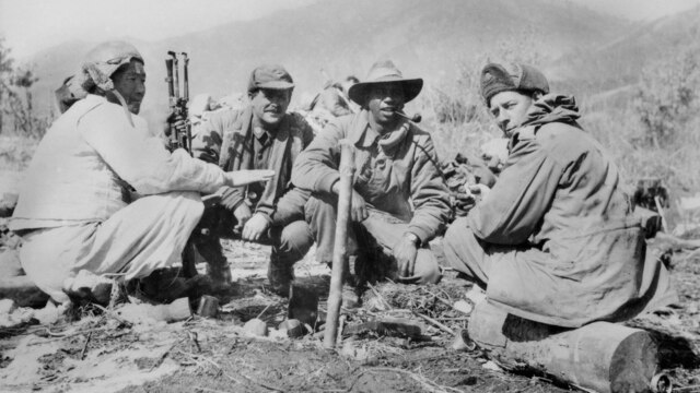 Lieutenant Reg Saunders in Korea in November 1950.