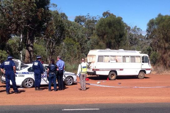 WA Police at the scene where an officer shot a man on Albany Highway near Williams.