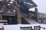 Snow blanketing the entrance to the Mt Buller ski resort