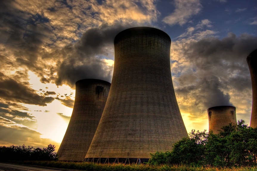 The four eastern cooling towers at the Drax coal-fired power station in North Yorkshire