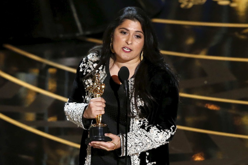 Sharmeen Obaid Chinoy accepts the award for Best Documentary Short Subject Film at the 88th Academy Awards.