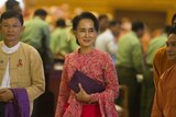 Aung San Suu Kyi attends Myanmar parliament