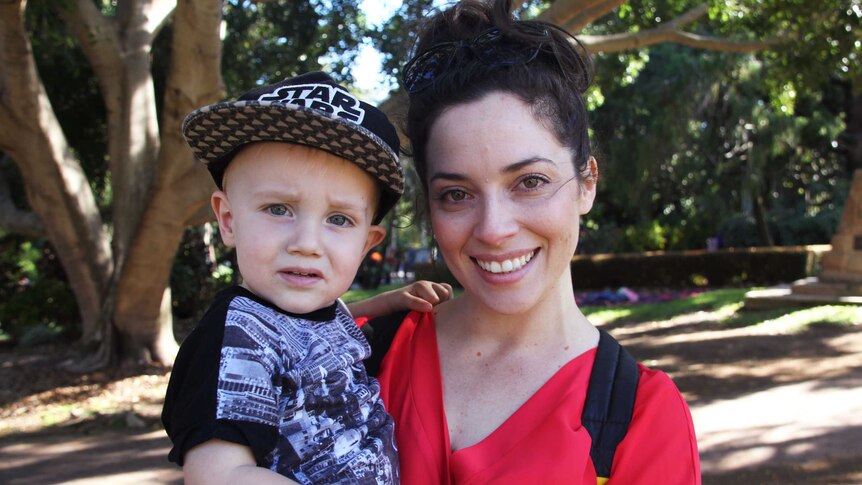 Hayley Chadwick holds her young son, Arlo.