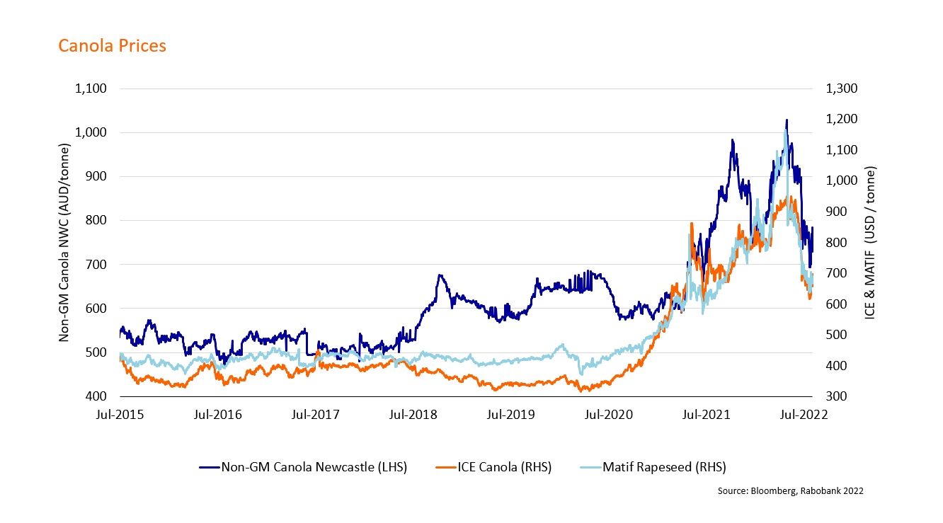 a graph showing price spikes on canola oil