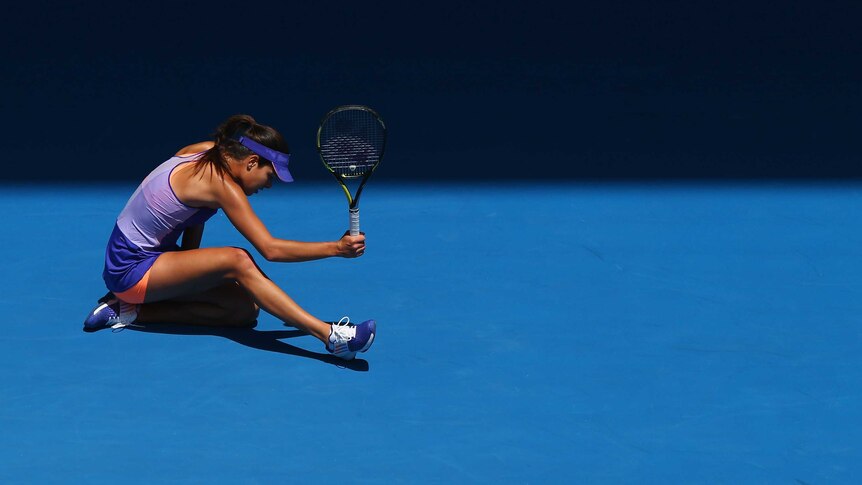 Serbia's Ana Ivanovic reacts during her first-round loss to Lucie Hradecka at the Australian Open.