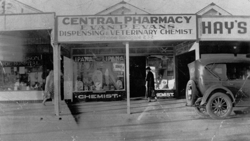 Evans' Pharmacy on Brighton Road, Sandgate, Brisbane, ca. 1940
