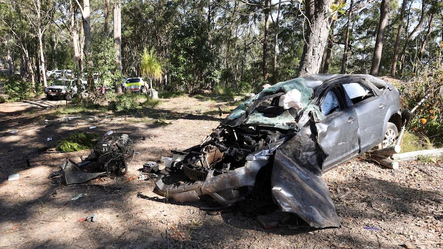 Car after crash in Gold Coast hinterland