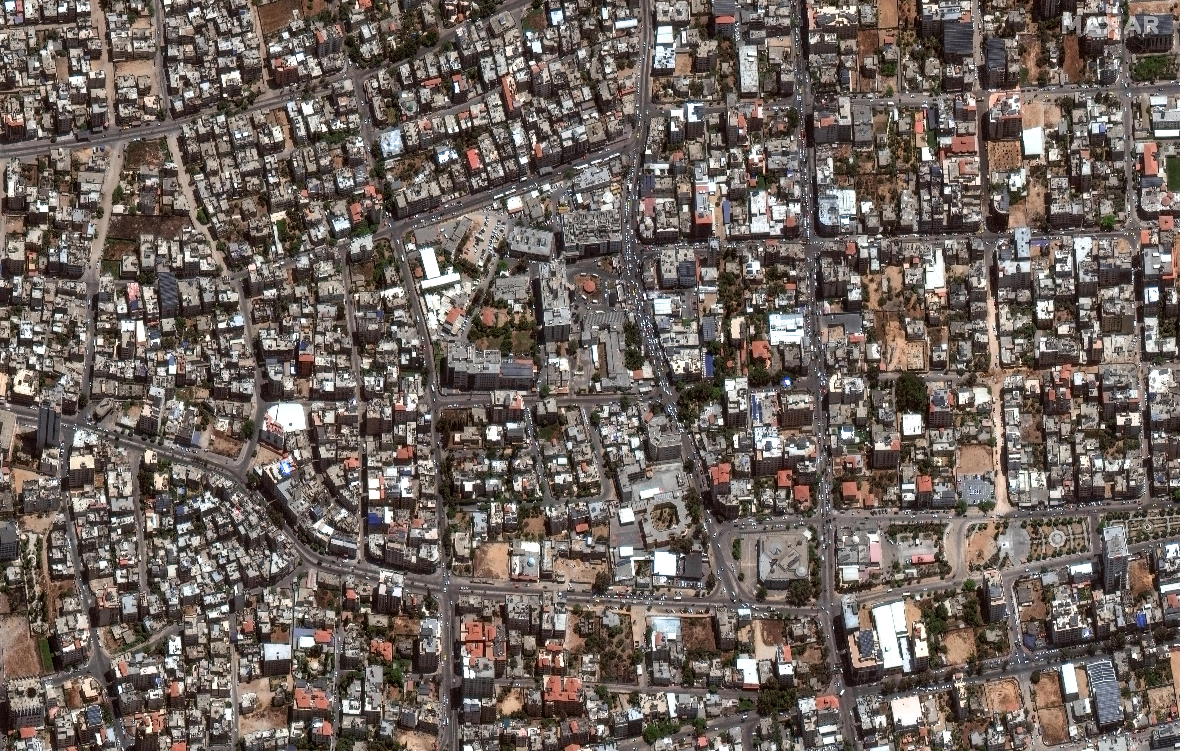Satellite view of Al-Shifa Hospital and the surrounding area in Gaza City June 1, 2022.