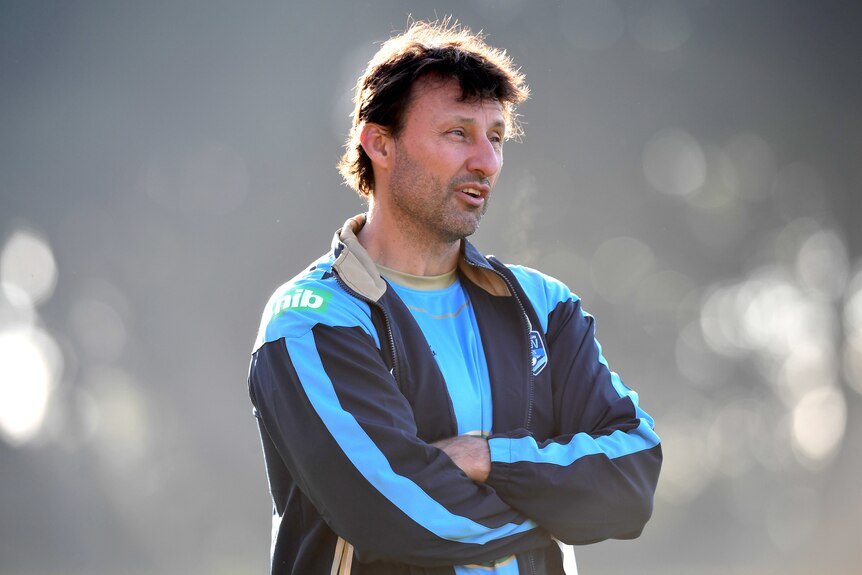 NSW State of Origin NRL coach Laurie Daley watches a training session on June 15, 2017.