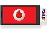 Graphic of a mobile phone with Vodafone logo on screen and TPG logo on USB.