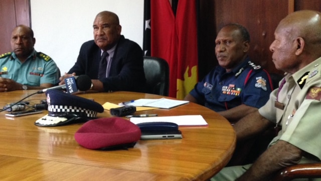 Members of the PNG security team ahead of the Pacific Games