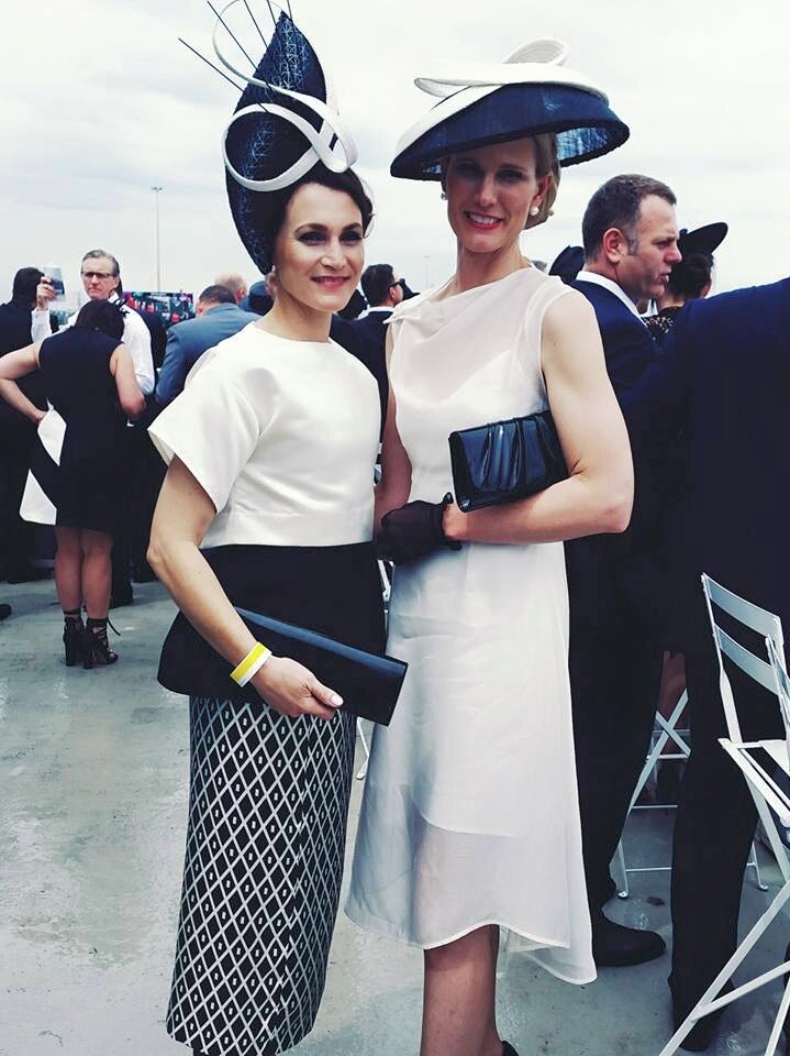 Julia Watson [left] with her friend Sarah Parker at Derby Day in Flemington over the weekend.