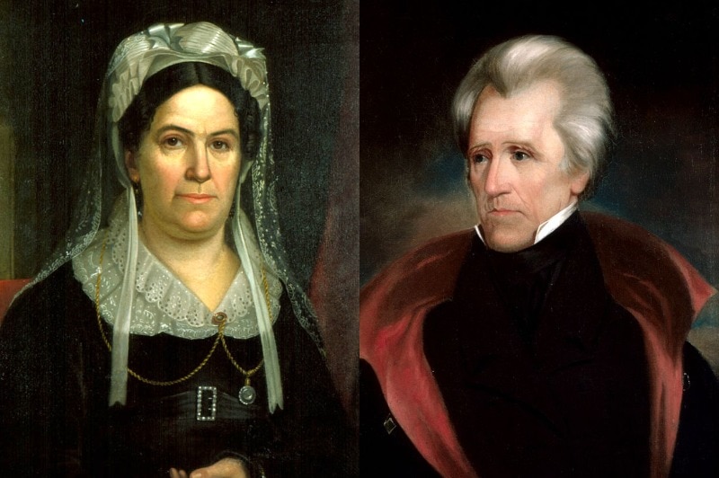 A composite image of Rachel and Andrew Jackson