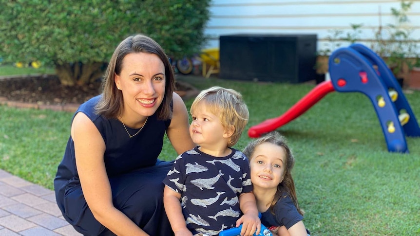 Rosie Sanders with her toddler Jack and daughter Edie.