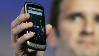 Mario Queiroz, Vice President of Product Management for Google, with the Nexus One smartphone. (Reuters: Robert Galbraith)