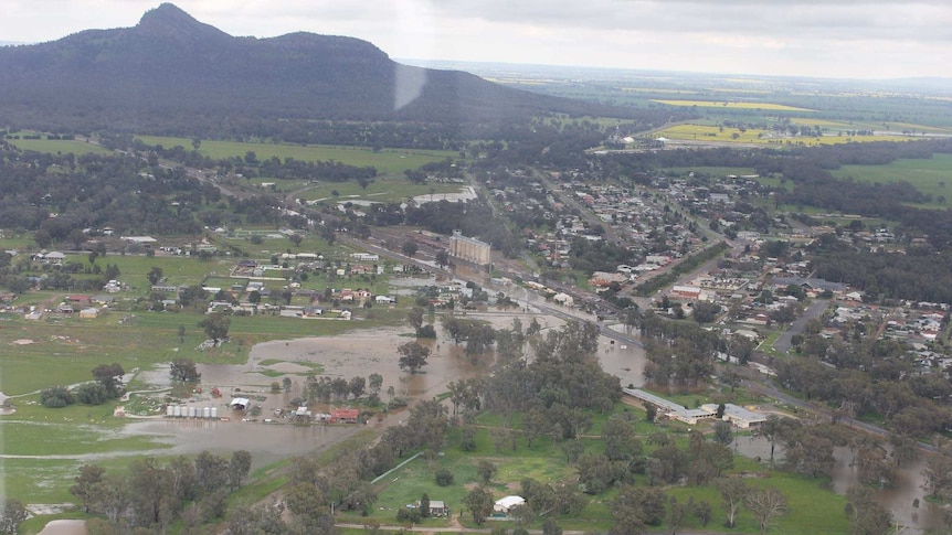 Flooding at The Rock in New South Wales.