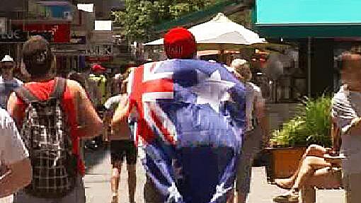 Shoppers in Adelaide's Rundle Mall on Australia Day, 2012. Follows law change to allow shopping in the precinct on January 26.