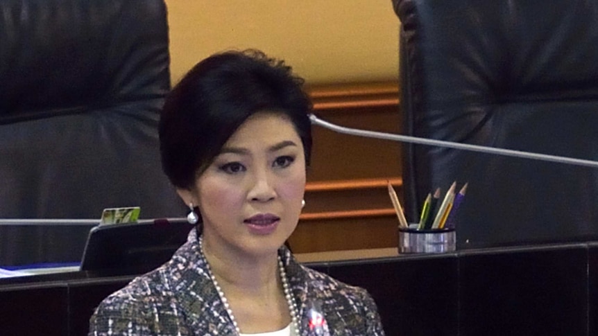 Ousted Thai PM Yingluck Shinawatra speaks as she faces impeachment proceedings by the military-backed government