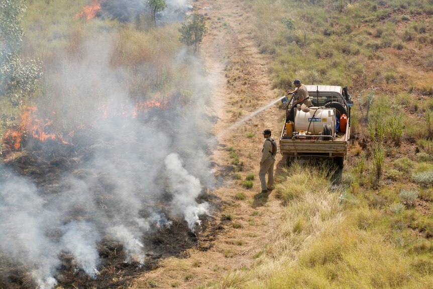 A controlled burn in the tropical savannah of Western Australia's Kimberley region