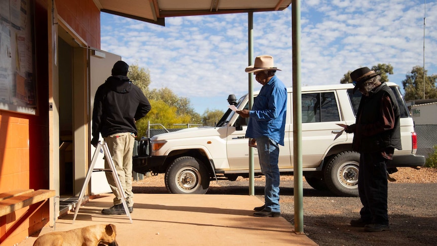 A photo of voters in Santa Teresa lining up to vote in the Northern Territory election.