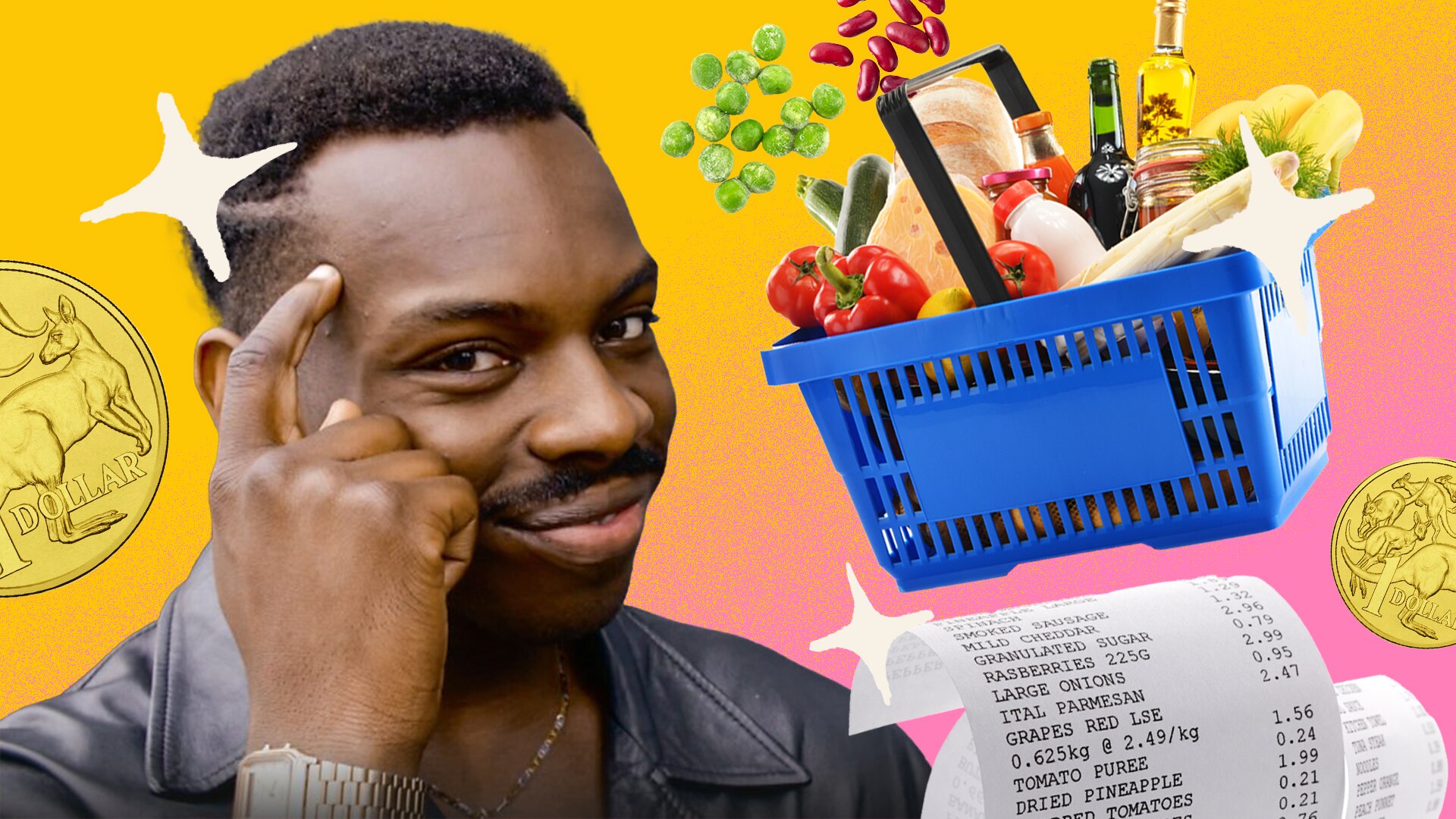 A man from a popular meme smiles while tapping his head with his finger. 