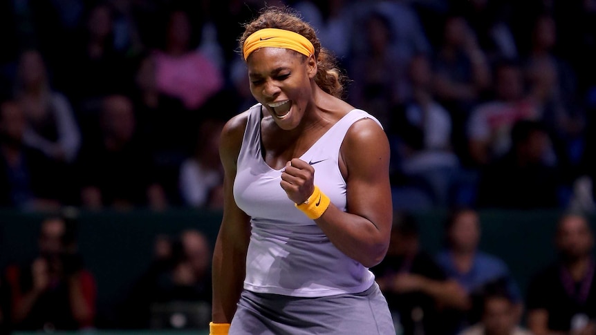 Serena Williams celebrates during her WTA Championships win over Li Na