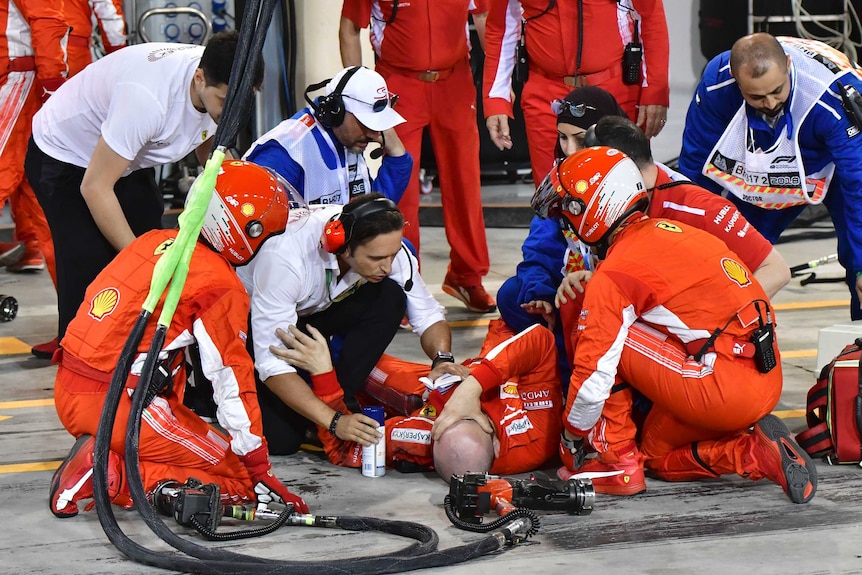 Ferrari mechanic Francesco breaks leg in pit crash