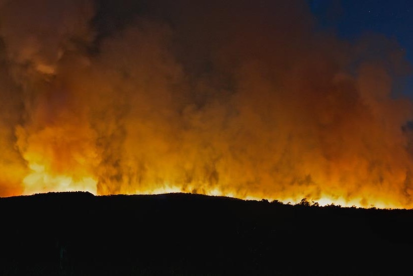 The Sampson Flat fire burning near the Barossa Goldfields
