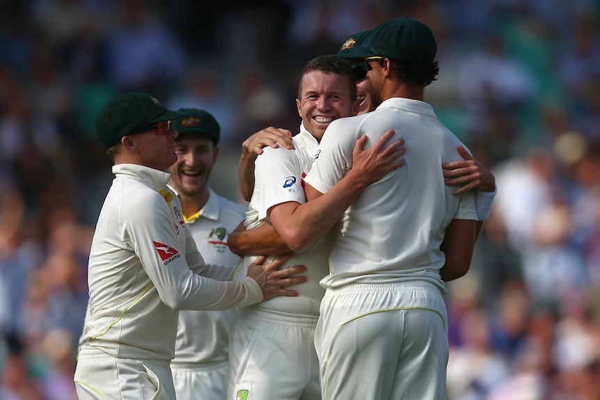 Australia's Peter Siddle celebrates a wicket on day two of the final Ashes Test at The Oval.