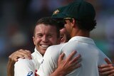 Australia's Peter Siddle celebrates the wicket of England's Adam Lyth on day two at The Oval.