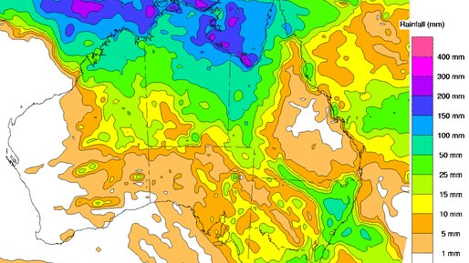 Heavy falls of rain are expected to fall over northern Australia during the next seven days.