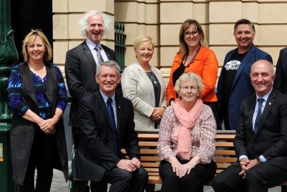 The City of Greater Bendigo's councillors pose for a photo after being elected in 2016.