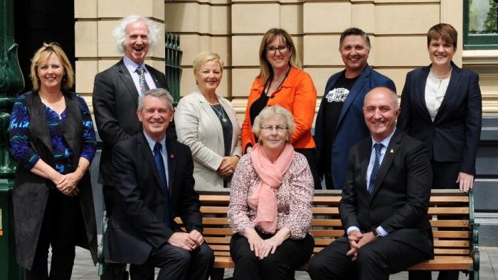 The City of Greater Bendigo's councillors pose for a photo after being elected in 2016.