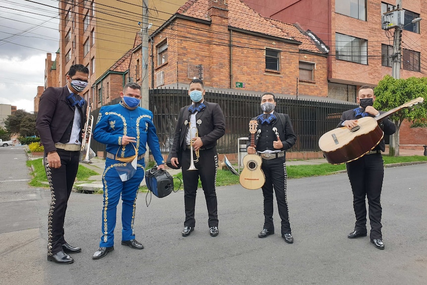 A mariachi band in Bogota, Colombia, which had one of the longest lockdowns in the world.