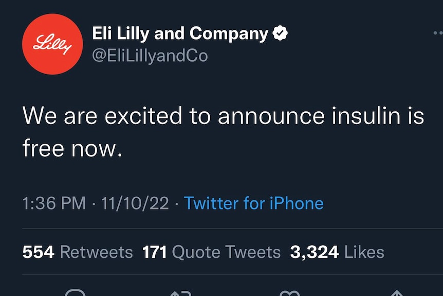 Temeridad Interprete Decepcionado Pharmaceutical giant Eli Lilly & Co apologises after fake Twitter account  says insulin is free as Elon Musk rolls back verification - ABC News