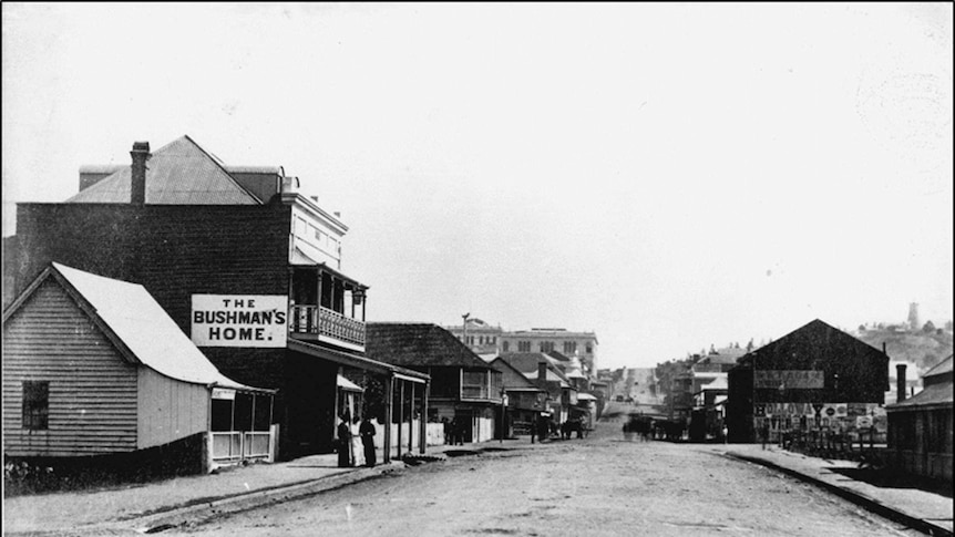 Black and white photo of a street.